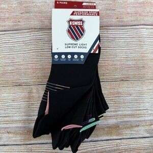 K-Swiss Supreme Light Low Cut Socks 6 Pairs Mens Black Multi KSSKL0180 Size 9-11